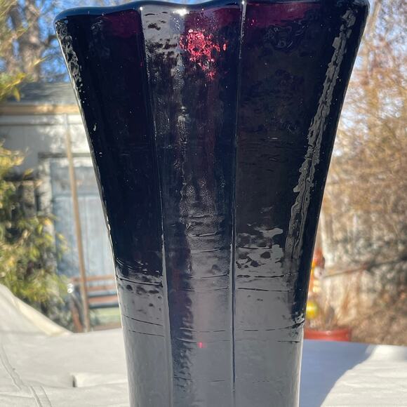 Fire & Light Recycled Art Glass Aurora Vase Signed Rare - Plum - Picture 4 of 9